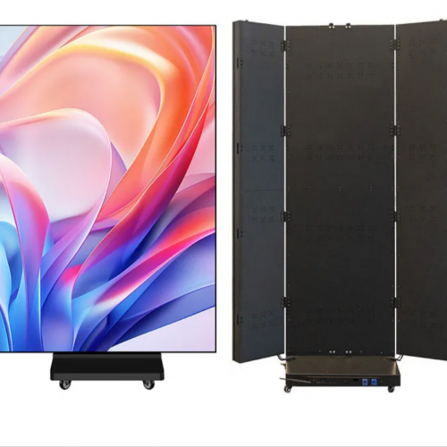 LED Tri-Fold Poster Screen Portable 3 Panel FoldingDigital Advertising Display for Retail Exhibition CenterAirport Hotel Lobby